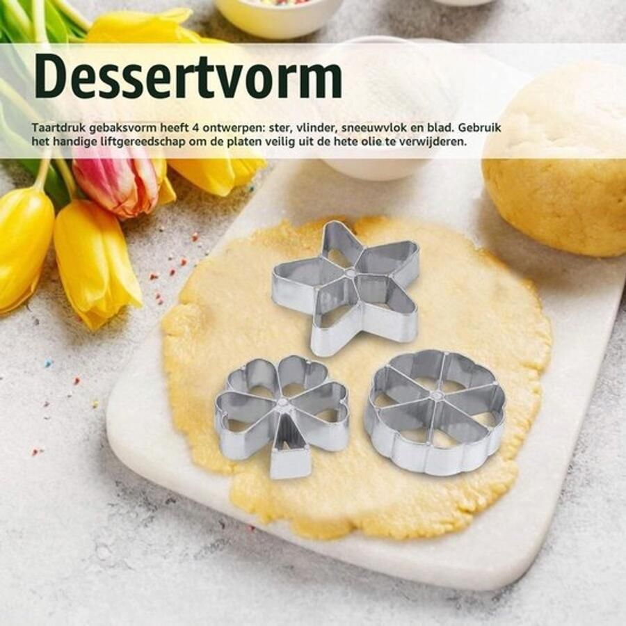 4 stuks traditionele deegvorm rozet ijzer duikvorm wafelvormpjes wafelijzer wafelbakkerij set van 4