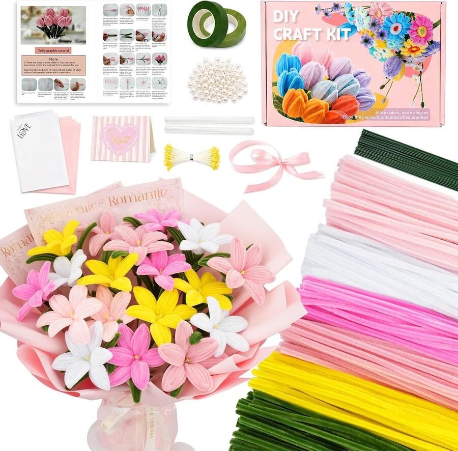 400 Stuks Pijpenreinigers Set Roze