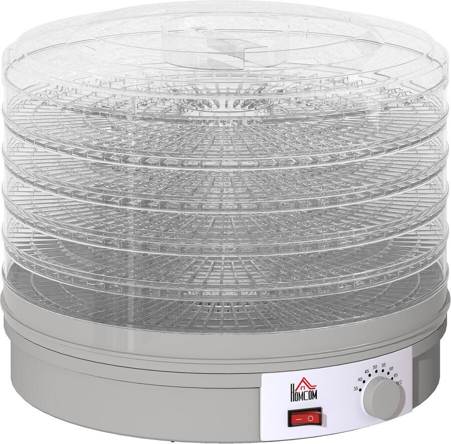 4Goodz 5-laags voedseldehydrator 245W droogoven met instelbare temperatuurregeling Grijs