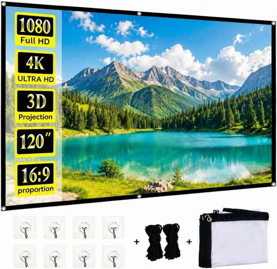 4K UHD projectiescherm 120 inch 16:9 met haak en touw