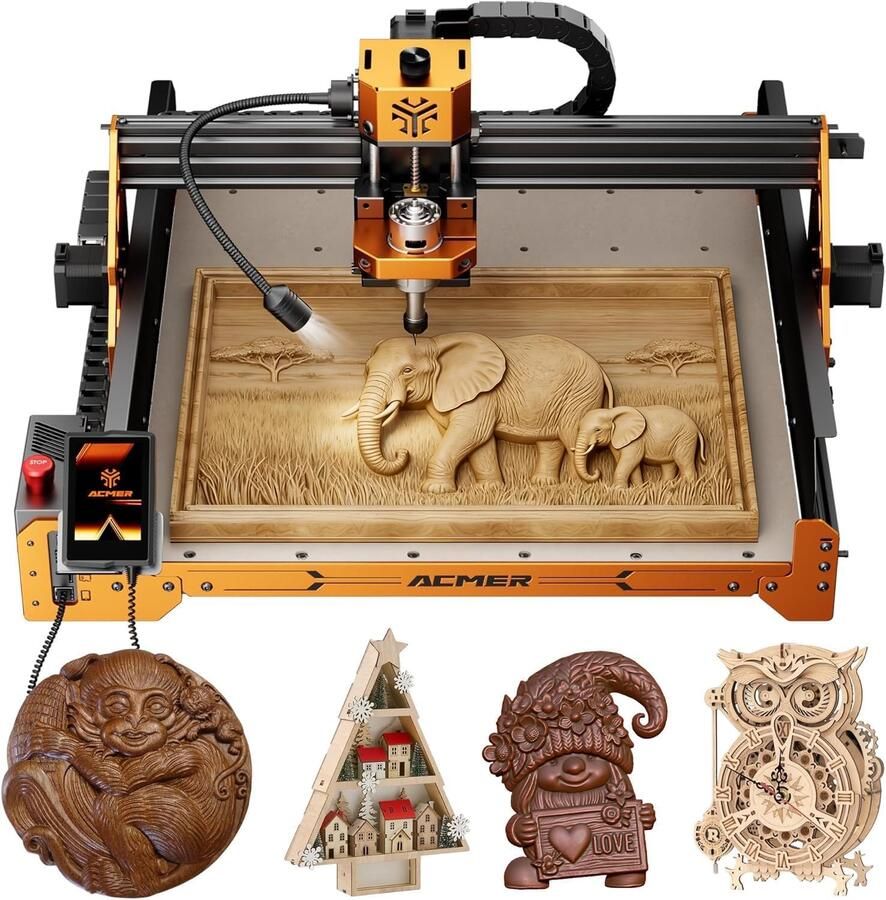 4S CNC-freesmachine CNC-houtfrees met spindelvermogen 70 W en totaal vermogen 120 W werkblad 400 x 400 cm geschikt voor graveren en snijden van hout kunststof acryl MDF