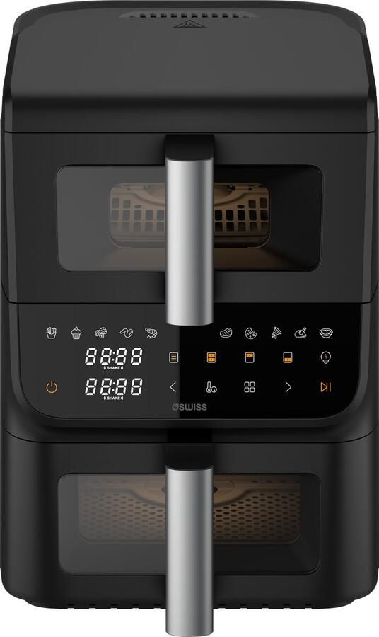 4SWISS ABB-225 DoubleCook Friteuse zonder vet 1700 W 2 kookzones (3 5 l + 6 5 l) 12 programma's Controlevenster Zwart