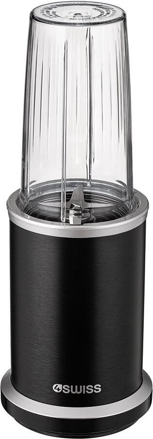 4SWISS Blender met Beker NB 102 Multifunctioneelwart1000 Watt 1000 ml met Snoer Smoothie Maker Zwart
