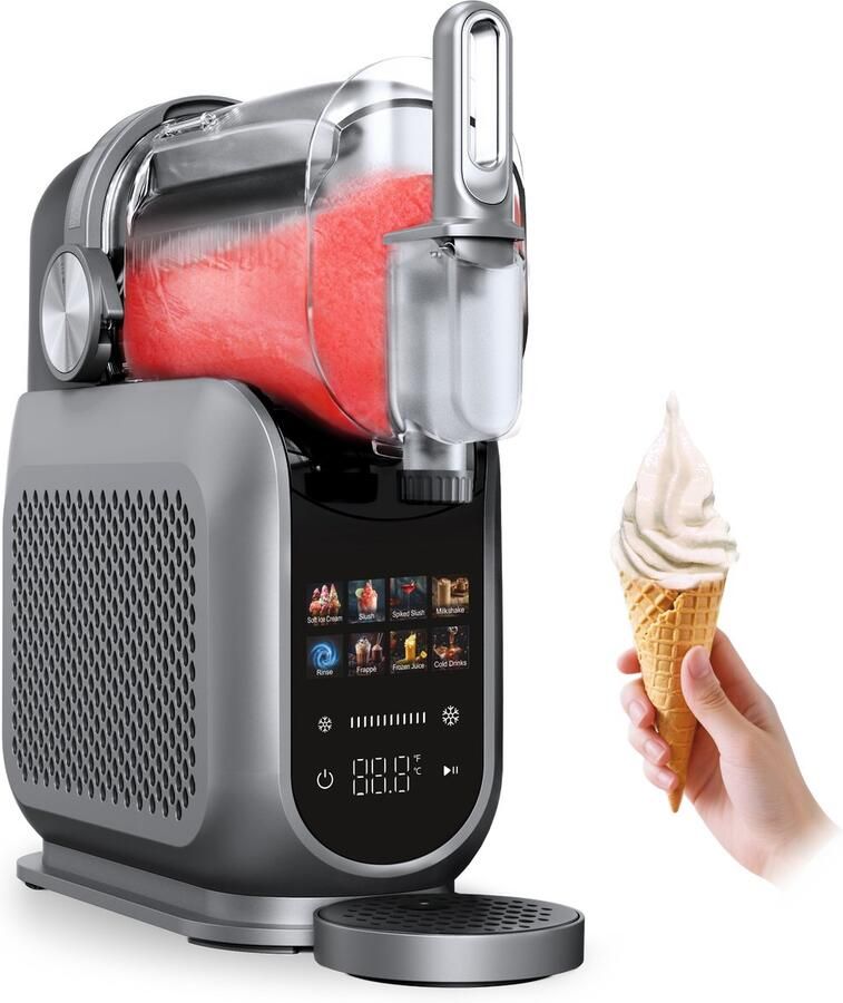 4SWISS SM026 SlushieMaster IJsmachine 220 W voor Slushy Slushie Drankjes Granita 1 8 l 7 Standen Grijs