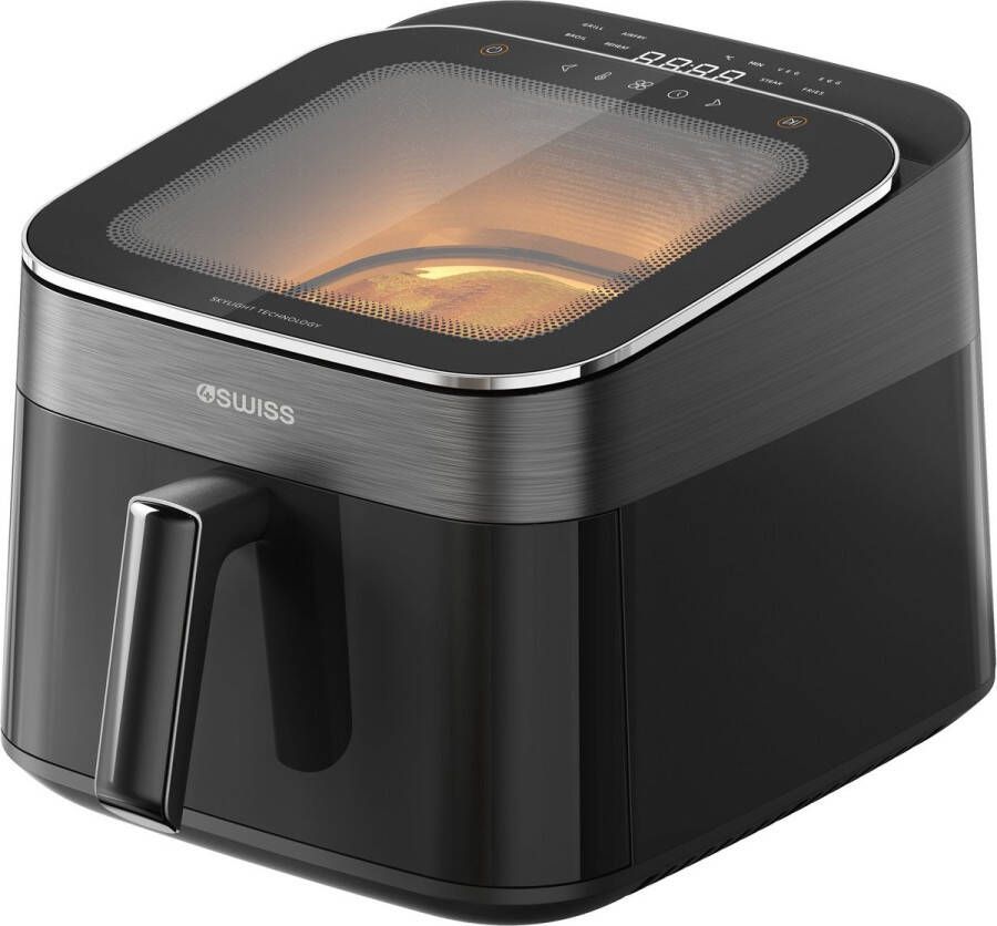 4SWISS Heteluchtfriteuse zonder olie ABB-025 SkylightView Airfryer Touchscreen Display 6.5L 1700W Zwart