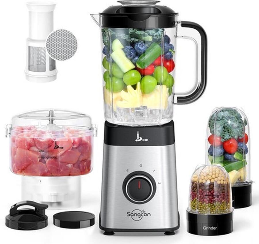 5-in-1 blender voor shakes en smoothies 3 snelheidsregelingen met puls 500 W voor ijs fruit vlees en groenten