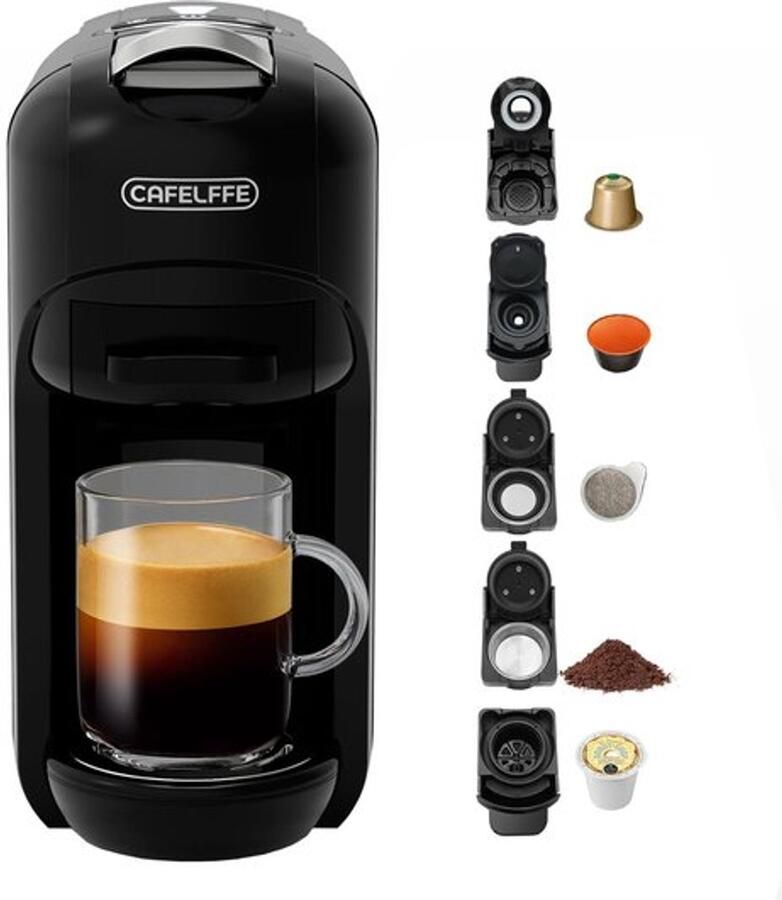 5-in-1 enkelportie capsule-koffiezetapparaat 19 bar heet- koudzet espressomachine compatibel met K-Cup Nes Original DG 44 mm ESE pods & bodem 7 waterniveaus voor thuis kantoor
