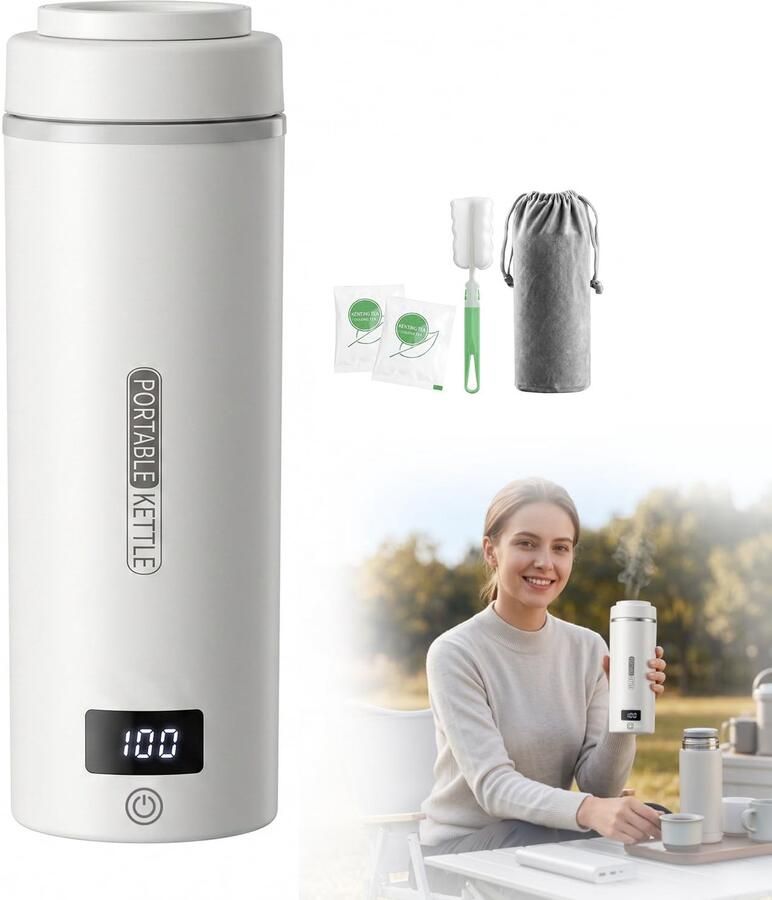 500 ml elektrische reiswaterkoker klein snelle reiswaterkoker kookwater mini-waterkoker draagbaar 316 roestvrij staal automatische sluiting voor thee koffie