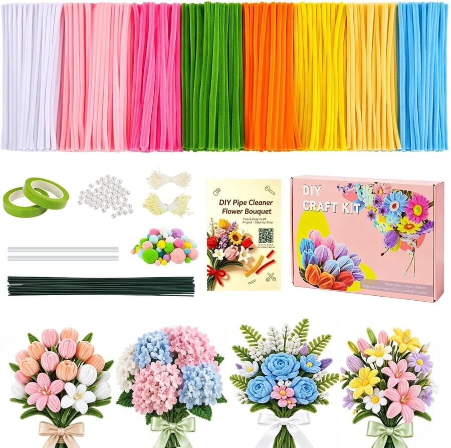 500 Stuks pijpenreinigers 8 kleuren set