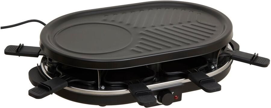 5five Gourmetstel 8 personen 48 x 30 x 12 cm RVS zwart grillplaat raclette