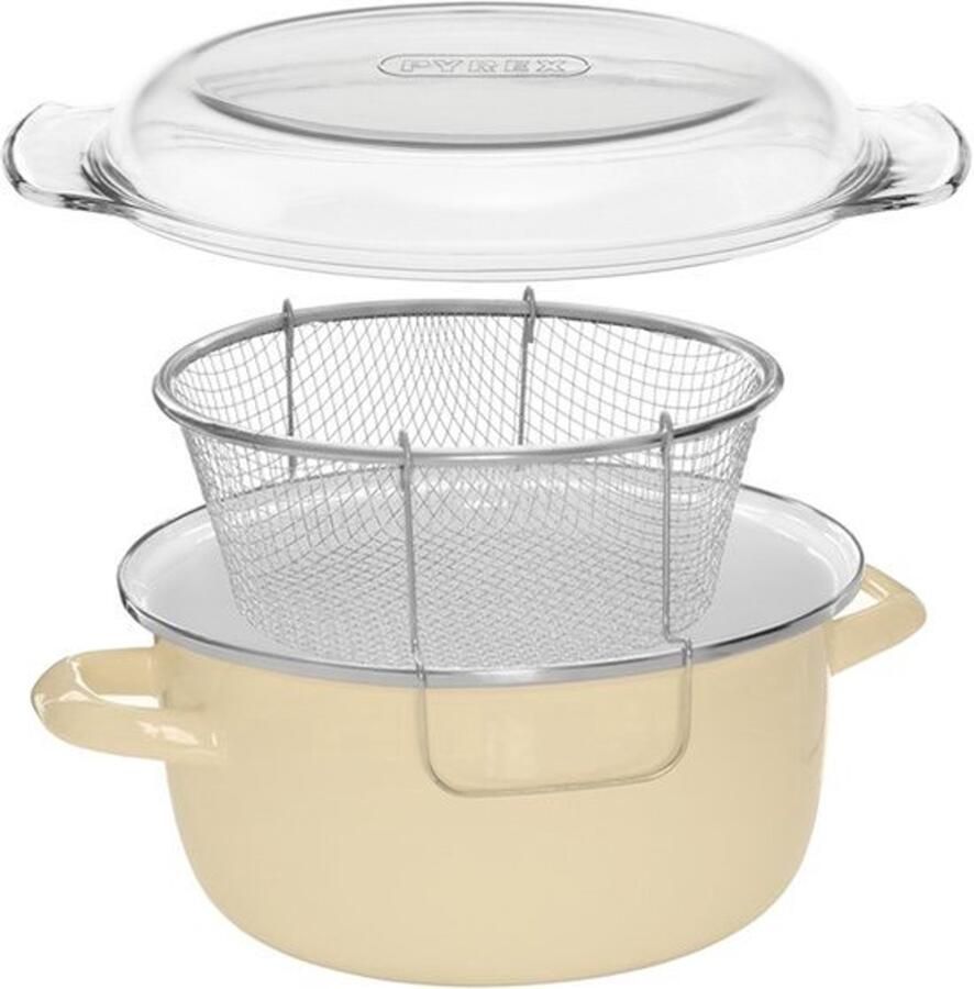 5L Diepe Vet friteuse Emaille frituurpan met glazen deksel frituurpan roomfriteuse mand kleine friteuse 16x33x27