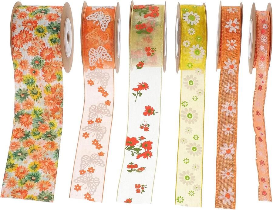 6 rollen decoratieve band met bloemenprint slijtvast glad