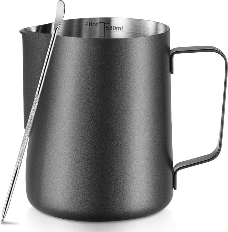 600 ml RVS Melkopschuimer met Latte Art Pen