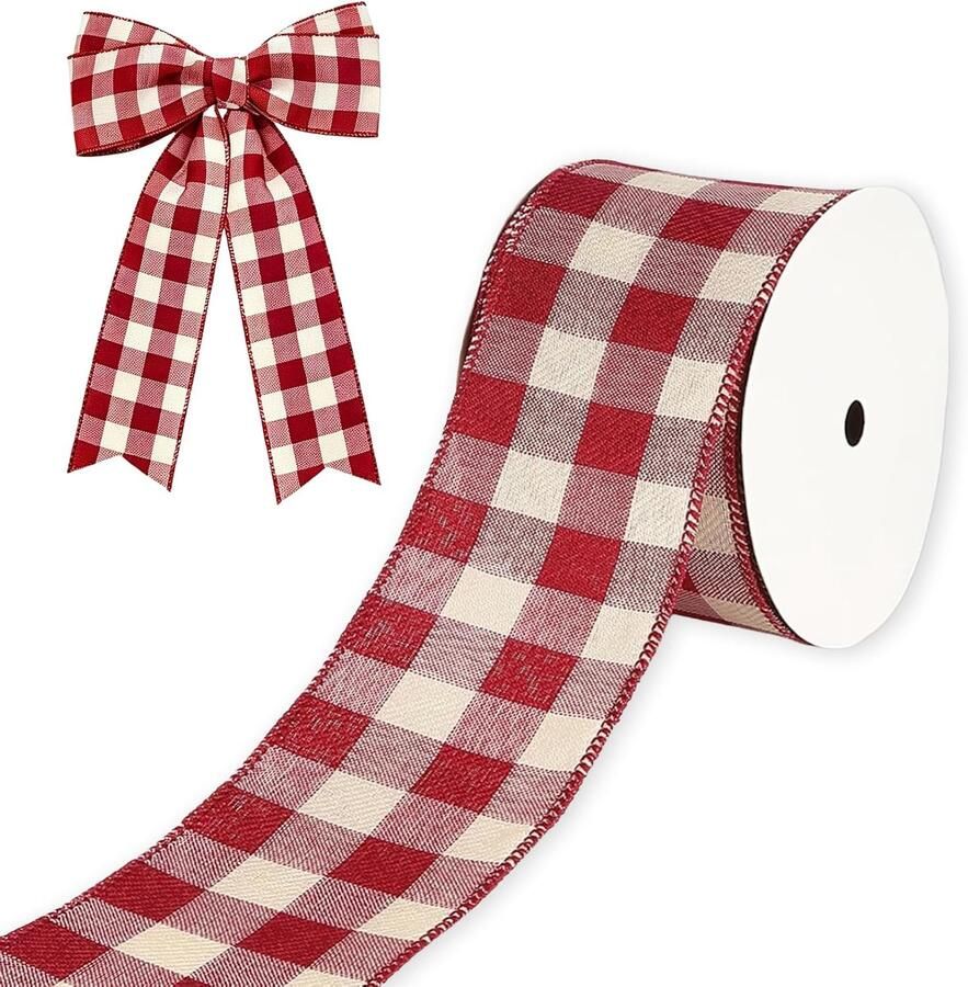 63mm x 9 meter rood-wit ruitjes