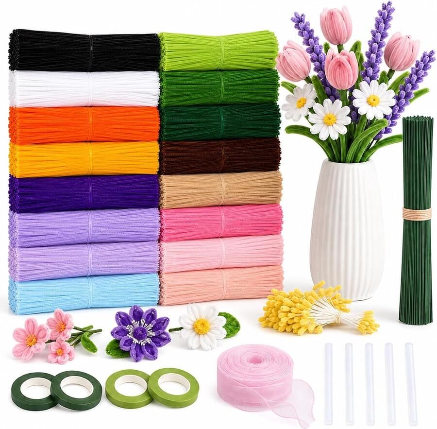 800 Stuks pijpenreinigers 16 kleuren set