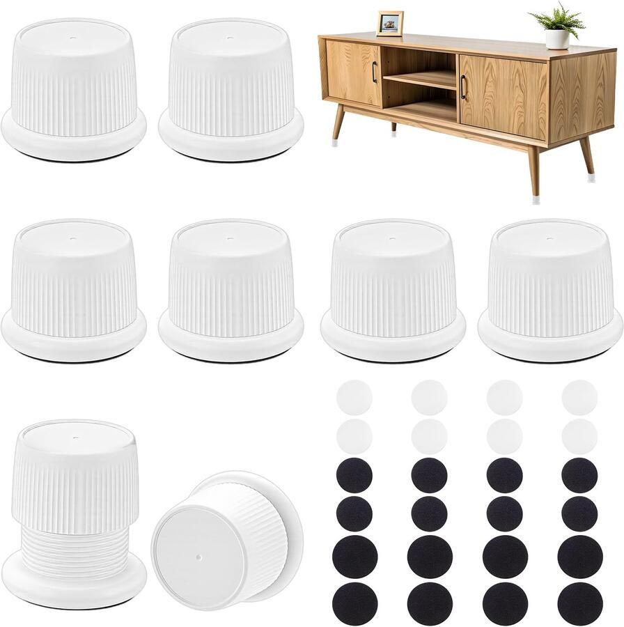 8Pcs Witte Verstelbare Magnetron Meubels Risers 4~6.3cm