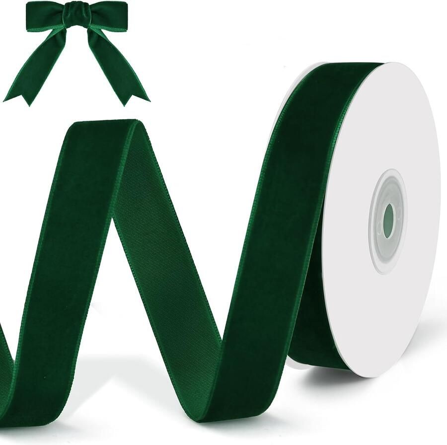 9 meter fluwelen band groen 20 mm breed