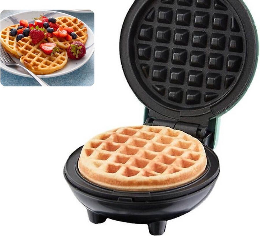 A&K Mini Wafelijzer Wafelmaker Waffle Maker Anti-Aanbaklaag 350 Watt Zwart - Foto 1
