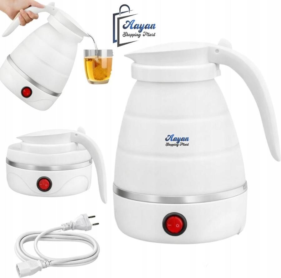 Aayan Opvouwbare Elektrische Reisketel 0 6L Silicone – Compacte Travel Waterkoker 600–800W Snel Koken voor Reizen & Camping – opvouwbare waterkoker – silicone waterkoker – mini waterkoker reis – lichtgewicht waterkoker – wit – 81502