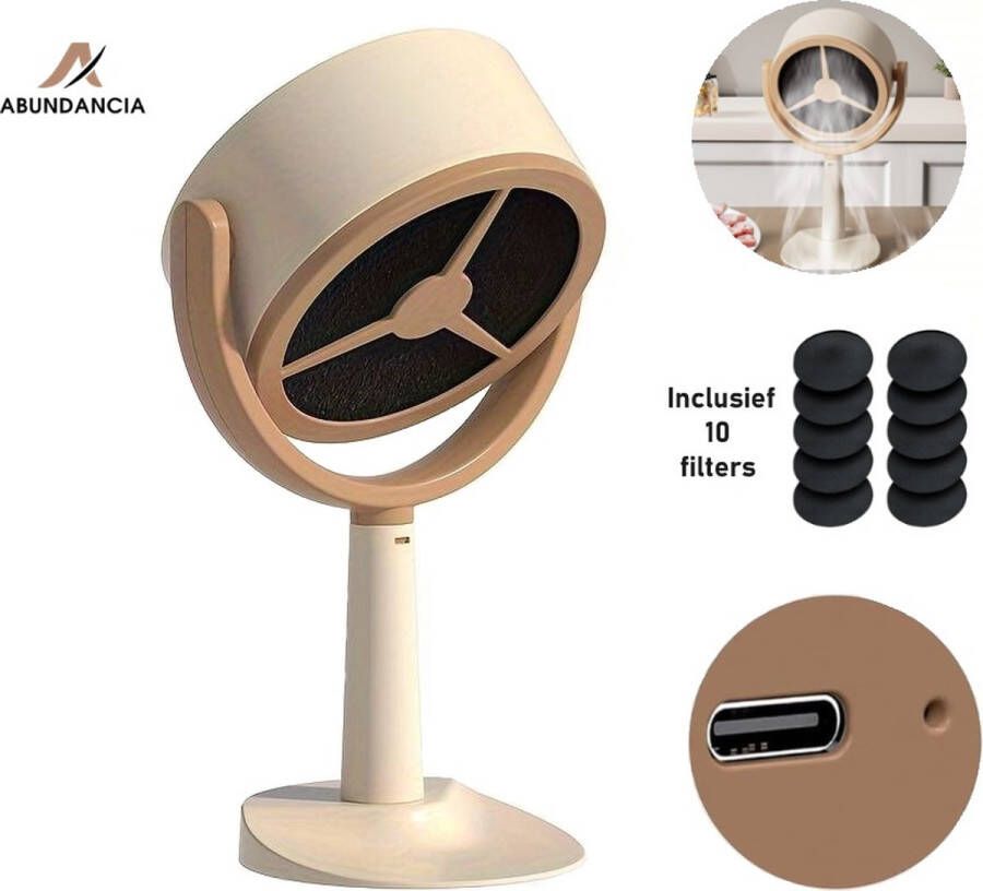 Abundancia Draagbare Afzuigkap Inclusief 10 Extra Koolstoffilters USB-Oplaadbaar 3 Standen Indoor BBQ Hot Pot Gourmetten Optimale Rookopname Luchtreiniger