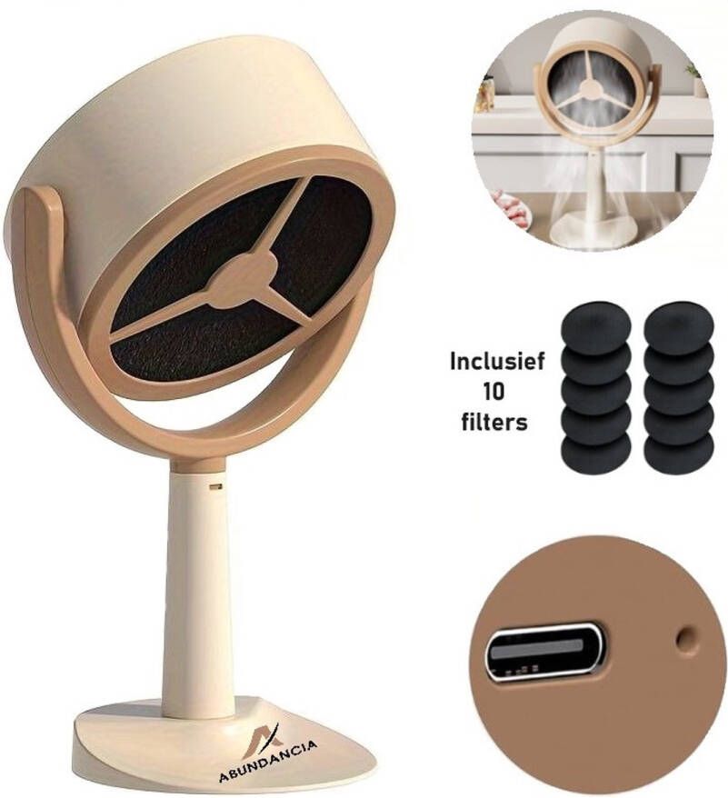 Abundancia Draagbare Afzuigkap Inclusief 10 Extra Koolstoffilters USB-Oplaadbaar 3 Standen Indoor BBQ Hot Pot Gourmetten Optimale Rookopname Luchtreiniger