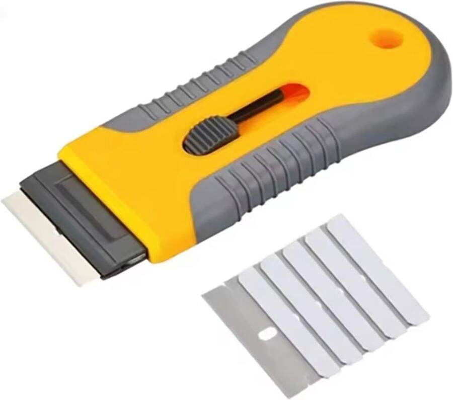 Actie4you Carbon Blade Glaskrabber- Glasschraper voor reinigen lijmresten Krabber – Sticker verwijderen Plakresten schraper Verfkrabber Kookplaten Krabber 3 Extra Mesjes
