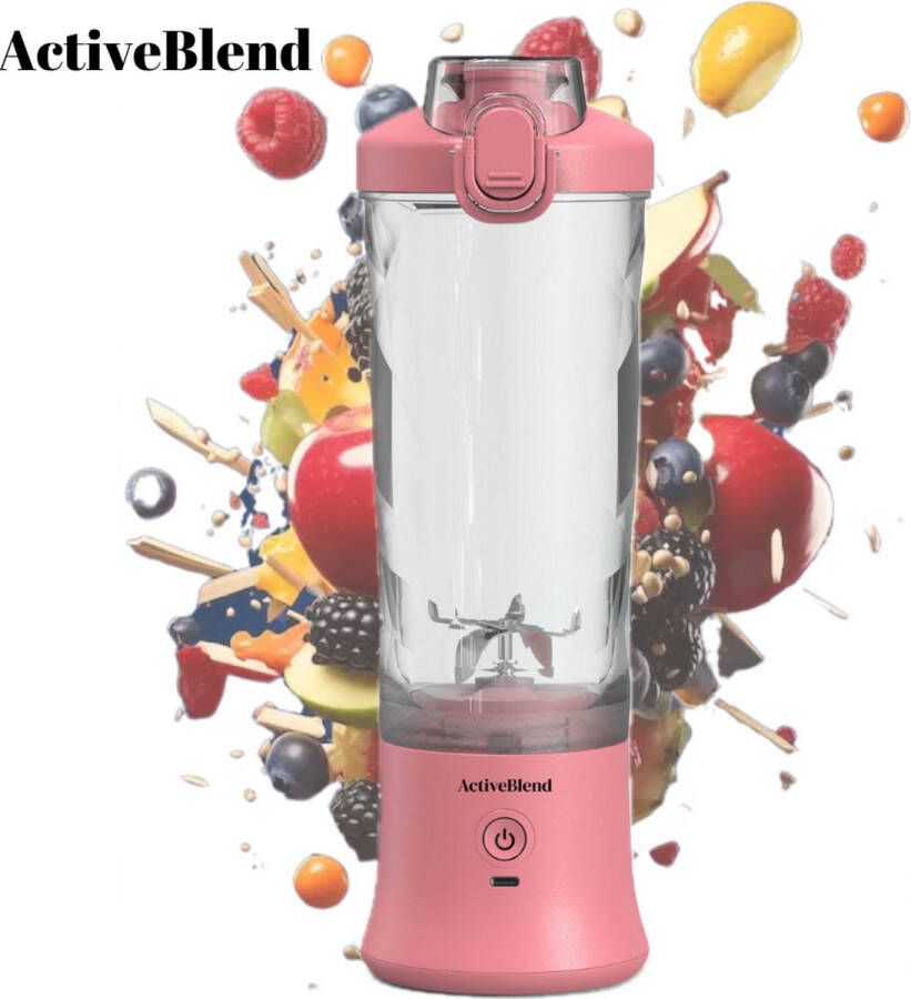 ActiveBlend Draagbare Blender voor Smoothies en Eiwitshakes Krachtige motor Portable Blender Draagbaar Blender Smoothie Maker 600 ML 270 W 4000 mAh (Roze) - Foto 2