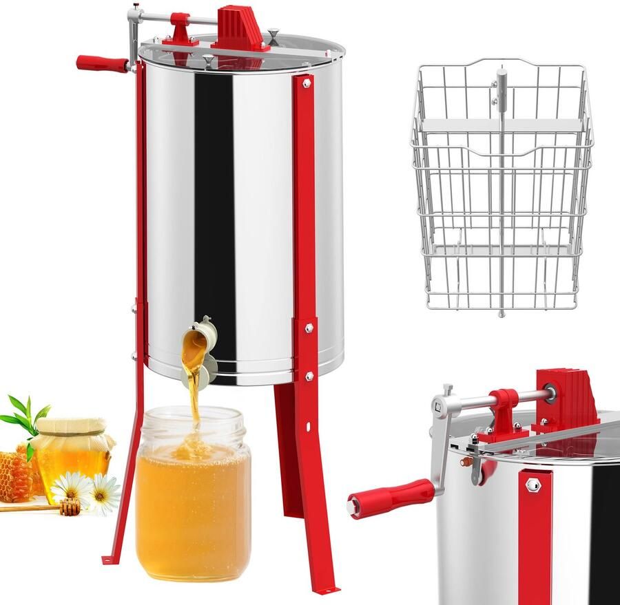 ACXIN Handmatige Honingcentrifuge 2 Ramen Ø 39cm RVS Tangentiële Extractie Deksel