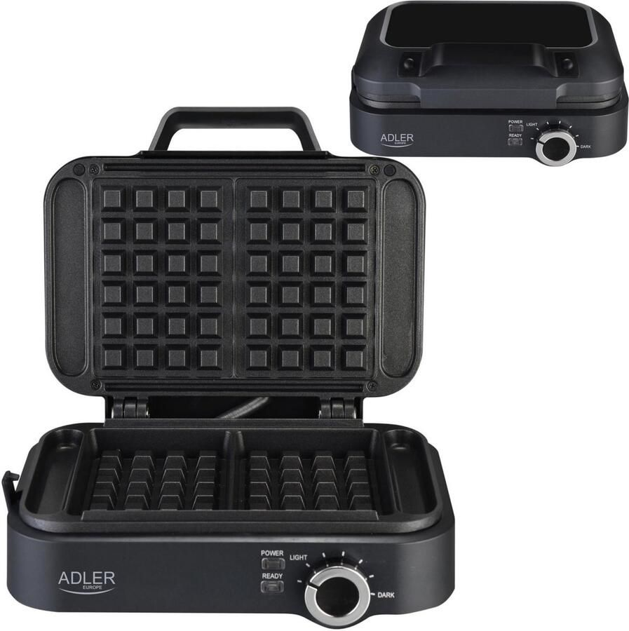 Adler AD 3065 Wafelijzer 2000W Diepe Platen Regelbare Thermostaat