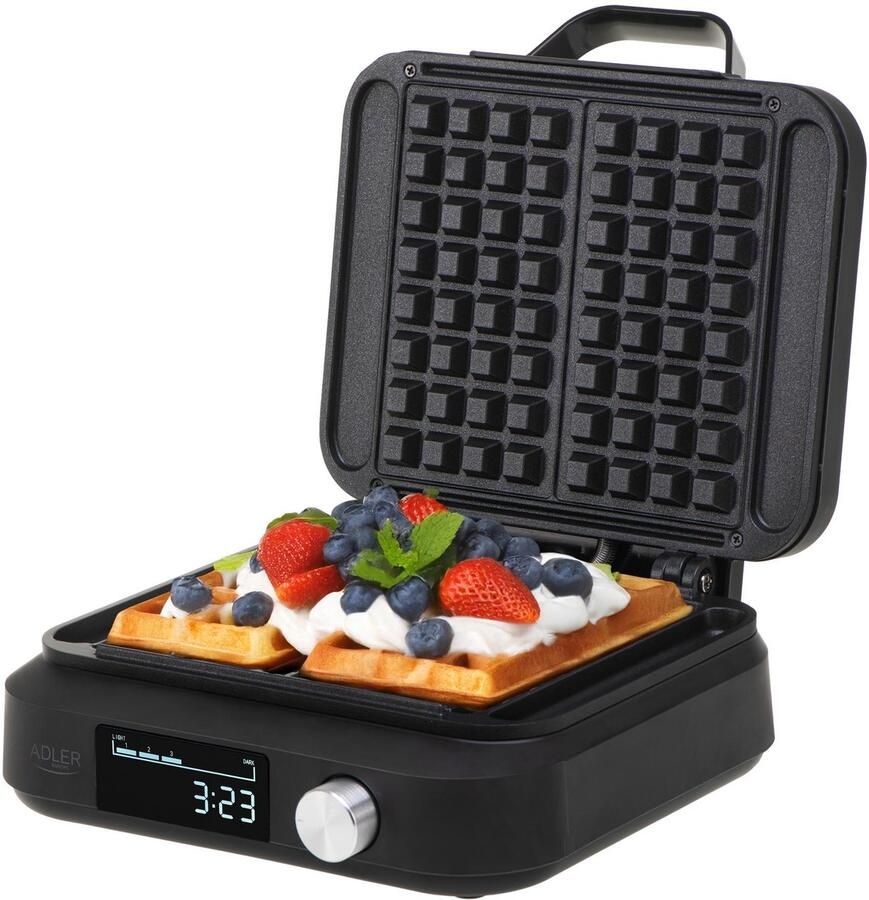 Adler Gofrmaker met LED-scherm 2200W Automatische Timer Zes Bruiningsniveaus Anti-aanbaklaag