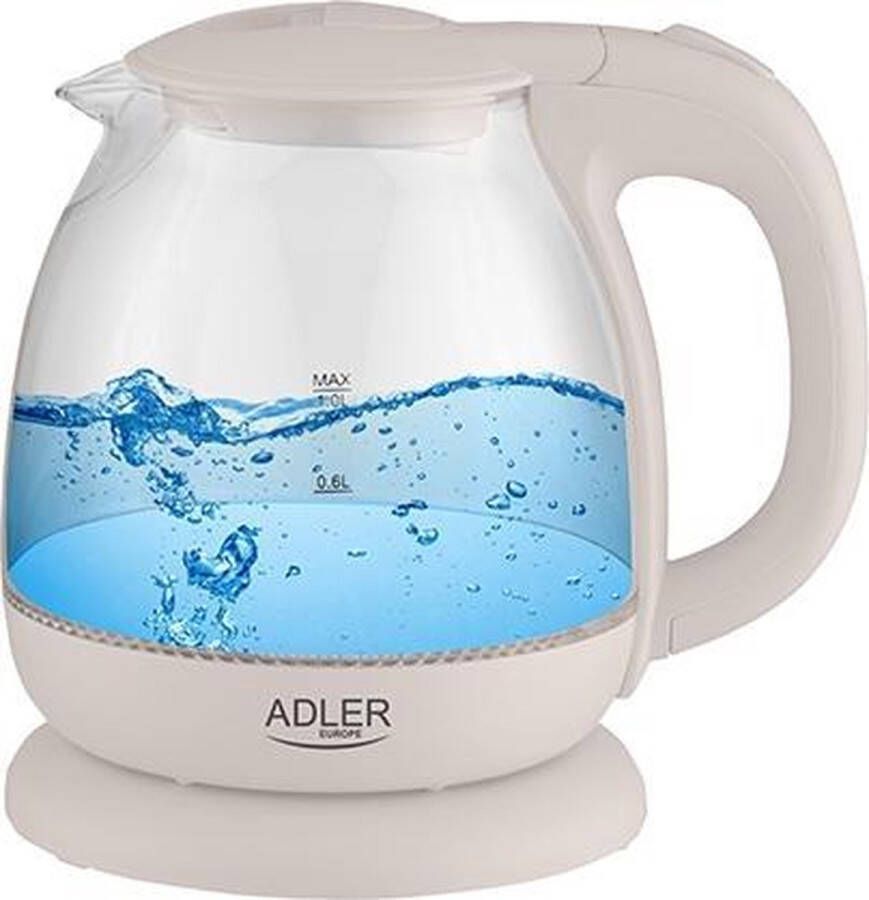 Adler Top Choice Waterkoker met led glas 1 liter creme - Foto 2