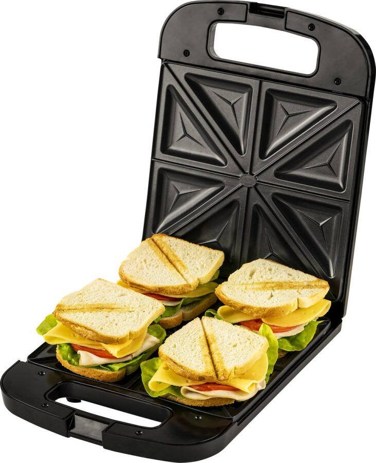 Adler AD 3055 XL Tosti IJzer voor 4 Tosti's – 2000W – Groot Tosti Apparaat – Anti-aanbaklaag