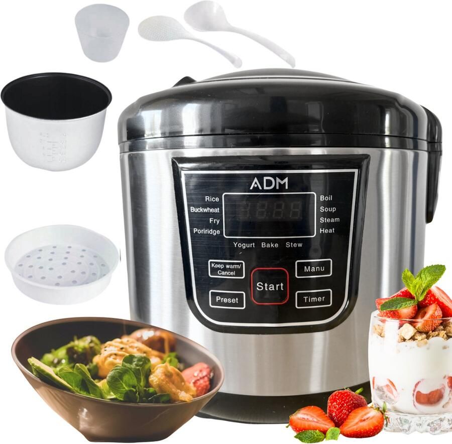 ADM Smart Multicooker – 700 W – 4 Liter – Slimme Multicooker met Keramische Binnenpan