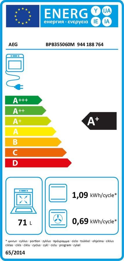 AEG BPB355060M Middelmaat Elektrische oven 71 l 3500 W 71 l 30 300 °C