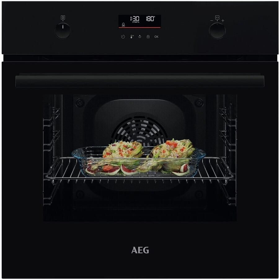 AEG BPK53516XB serie 5000 SurroundCook multifunctionele elektrische oven 60 cm 65 liter pyrolytisch koken op meerdere niveaus en EXPlore LED-display zwart