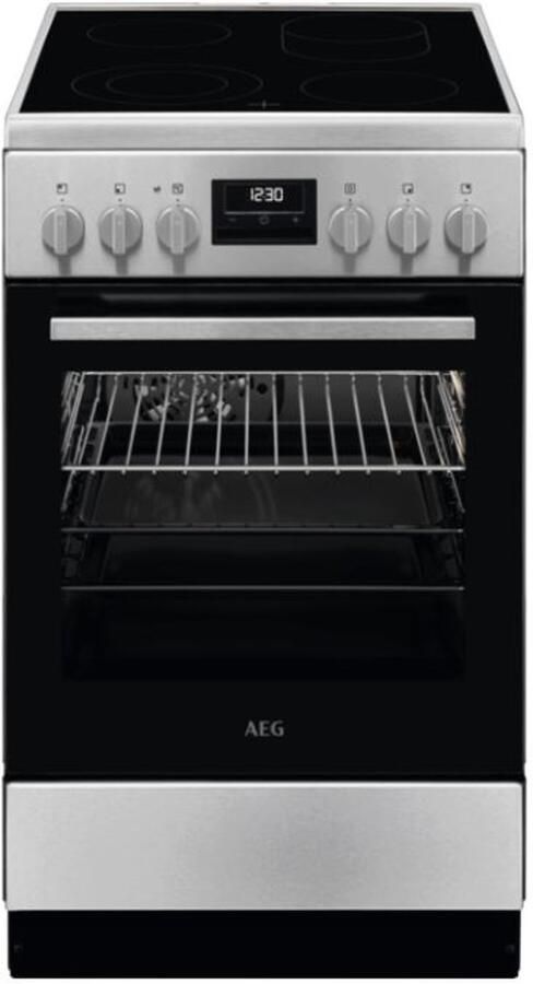 AEG CCB544BGBM Vrijstaand fornuis Zwart Wit Draaiknop Wit Voorkant Bodem