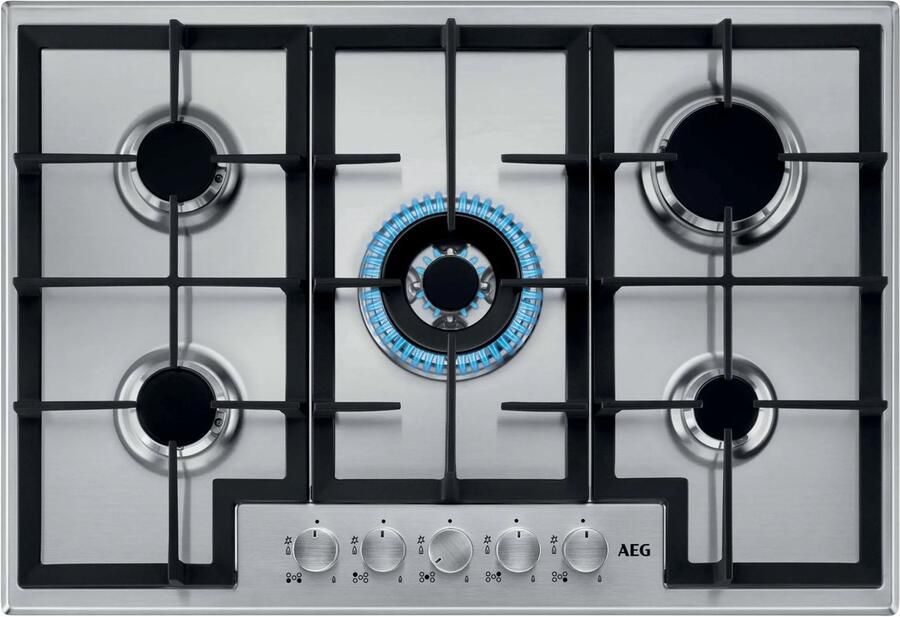 AEG HGB75400SM Roestvrijstaal Ingebouwd 75 cm Gaskookplaat 5 zone(s)