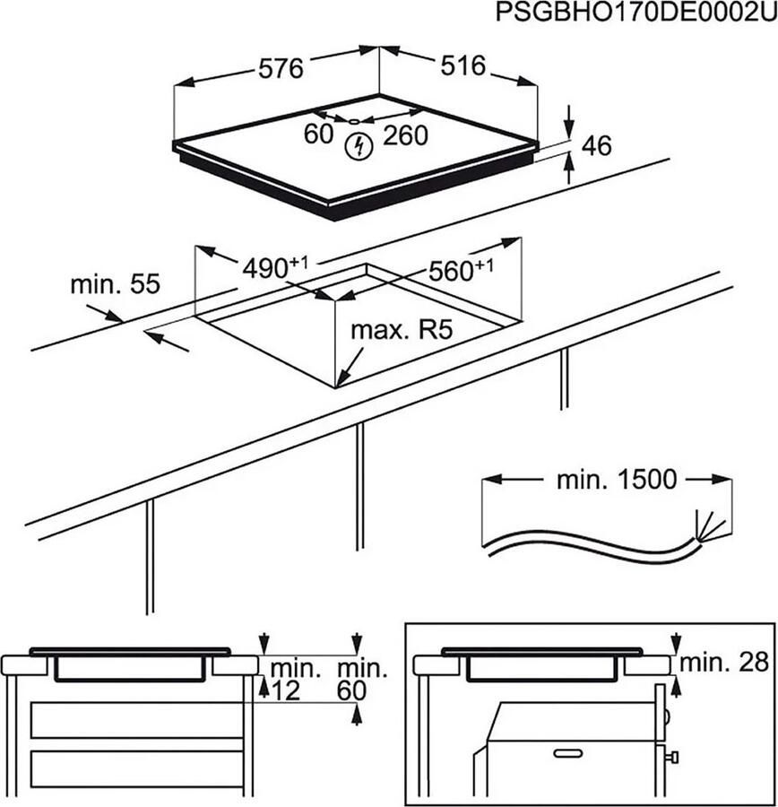 AEG IKE64441XB inbouw inductie kookplaat 60 cm Bridge functie