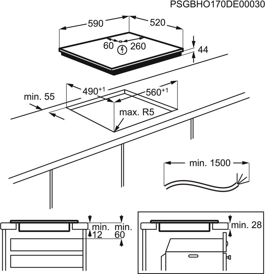 AEG IKE64450FB Zwart Ingebouwd 60 cm Inductiekookplaat zones Glaskeramiek 4 zone(s)