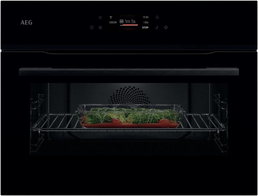 AEG NKK8N621B Compacte Combi Oven met Magnetron 45 cm – TFT Touchscreen – Kerntemperatuursensor – WiFi – Zwart