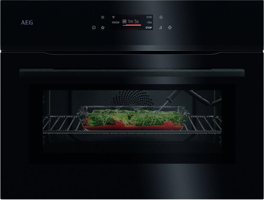 AEG NKK8N621B Compacte Combi Oven met Magnetron 45 cm – TFT Touchscreen – Kerntemperatuursensor – WiFi – Zwart