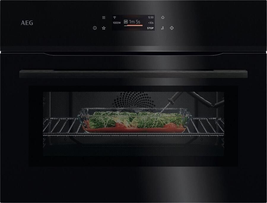AEG NKK8N621B Compacte Combi Oven met Magnetron 45 cm – TFT Touchscreen – Kerntemperatuursensor – WiFi – Zwart