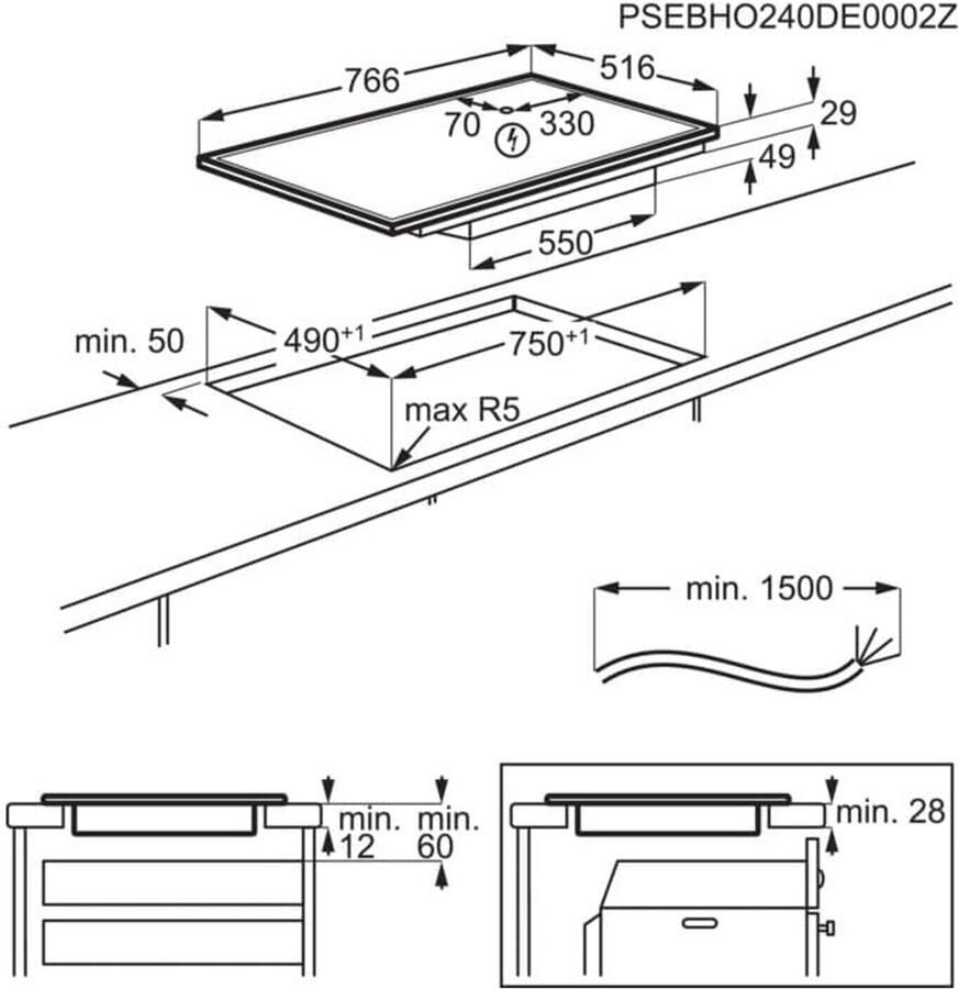 AEG TO84IA0FXB Zwart Ingebouwd 80 cm Inductiekookplaat zones 4 zone(s)