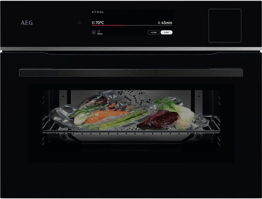 AEG TP9SK821B Compacte Inbouw Stoomoven 45 cm SteamPro Steamify Sous Vide WiFi 45 Liter Zwart