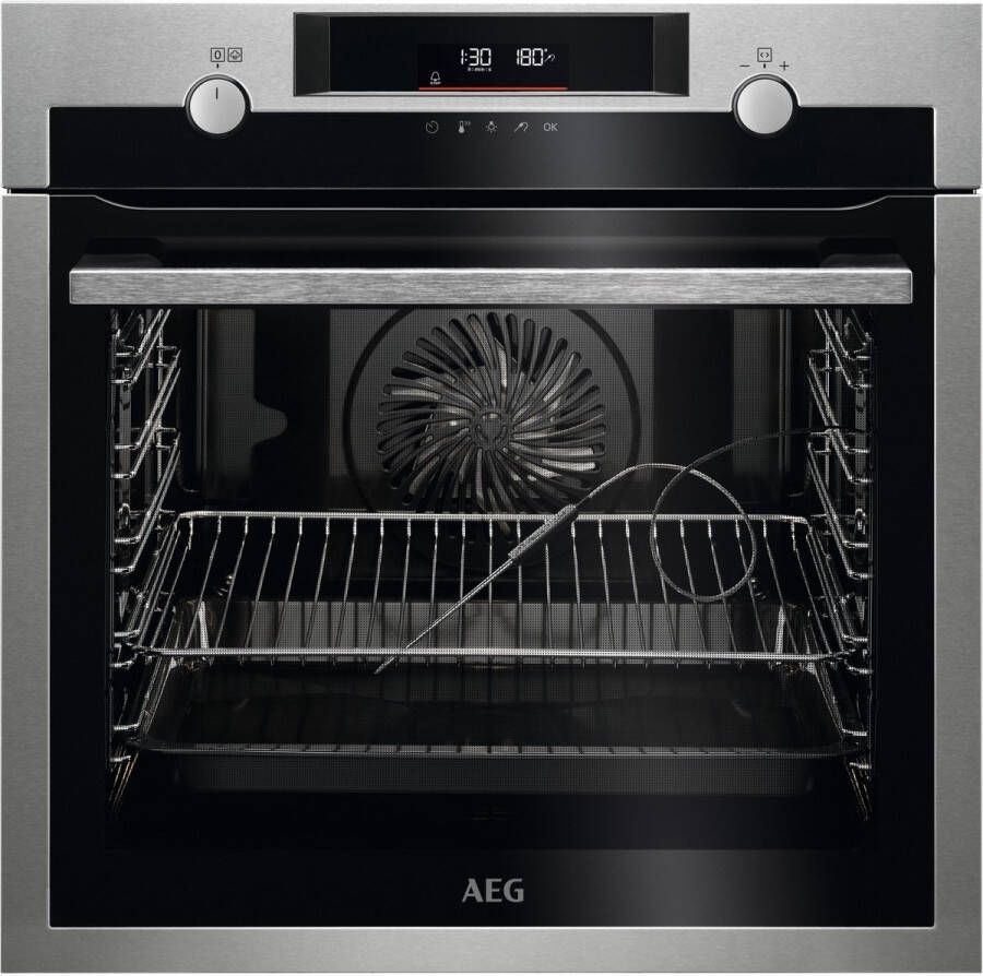 AEG BPE556360M Inbouw Oven 60 cm RVS Zwart – 71 liter – Hetelucht – Grill – Pyrolyse Zelfreinigend