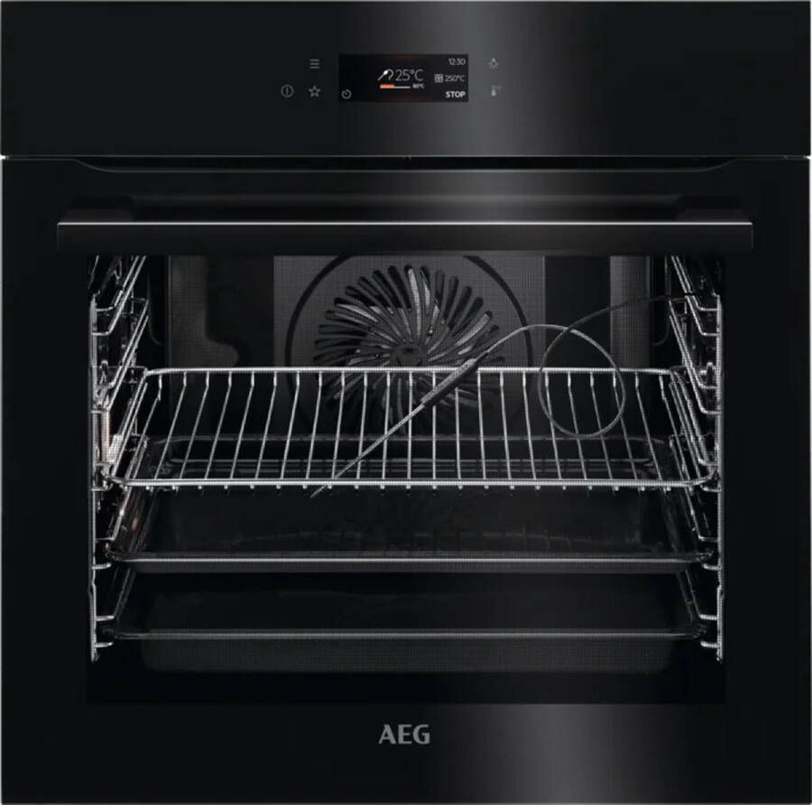 AEG BPE742380B Zwart Solo Hetelucht Pyrolyse oven 71 liter 60 cm
