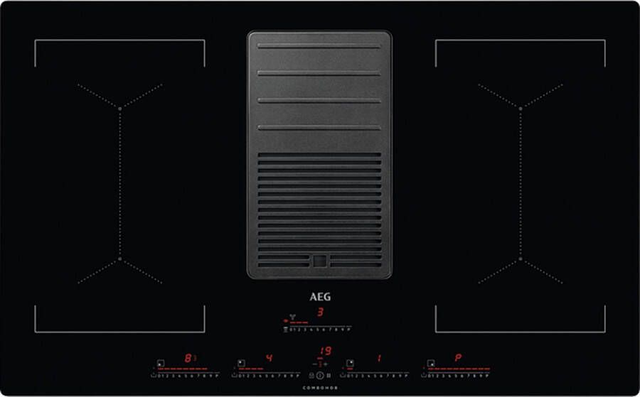 AEG Inductiekookplaat Model IDK84454IB 83 cm Met geïntegreerde afzuigkap 4 zones Bridge-Functie