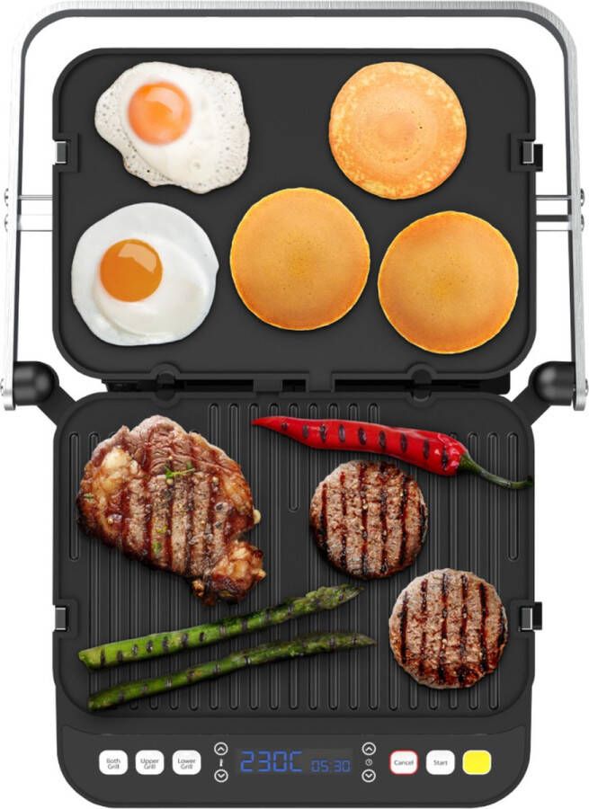 AENO EG1 Luxe Tosti apparaat Grill apparaat Uitneembare platen ContactGrill 3-in-1 -180 °C grill RVS 2000W - Foto 2
