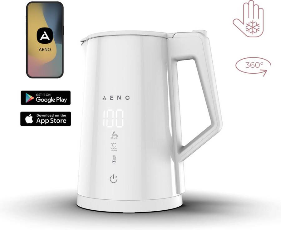AENO EK8S Slimme Elektrische Waterkoker 1.7L 1850-2200W Temperatuurregeling Bediening via Wi-Fi Touchscreen Bediening Wit