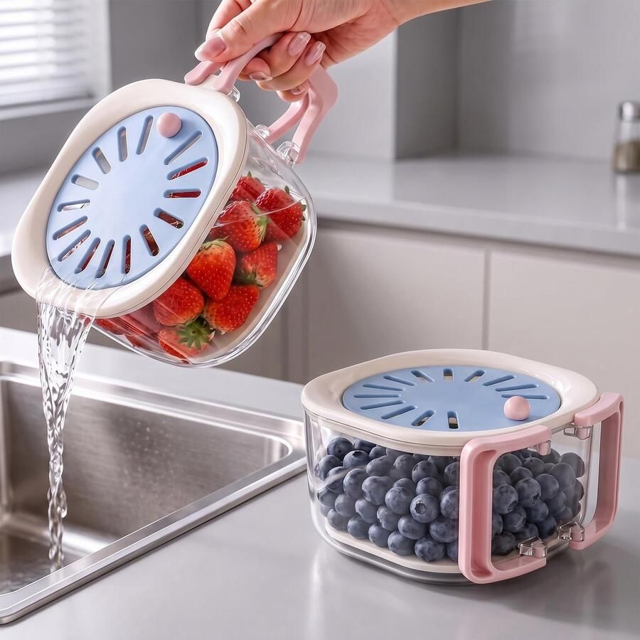 Afdruipmand voor Groenten en Fruit Set van 2 Blauw